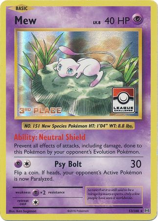 Mew (53/108) (League Promo 3rd Place) [XY: Evolutions] | Fandemonia Ltd