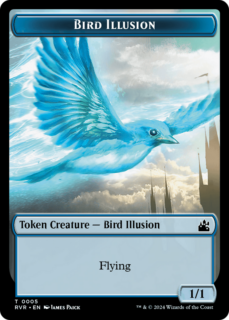 Elf Knight // Bird Illusion Double-Sided Token [Ravnica Remastered Tokens] | Fandemonia Ltd