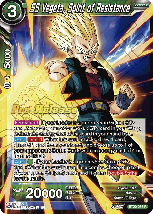 SS Vegeta, Spirit of Resistance (BT20-068) [Power Absorbed Prerelease Promos] | Fandemonia Ltd