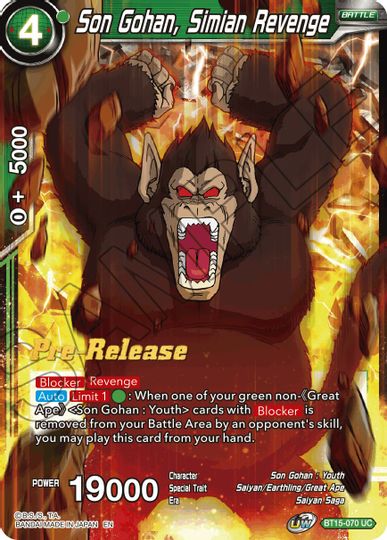 Son Gohan, Simian Revenge (BT15-070) [Saiyan Showdown Prerelease Promos] | Fandemonia Ltd