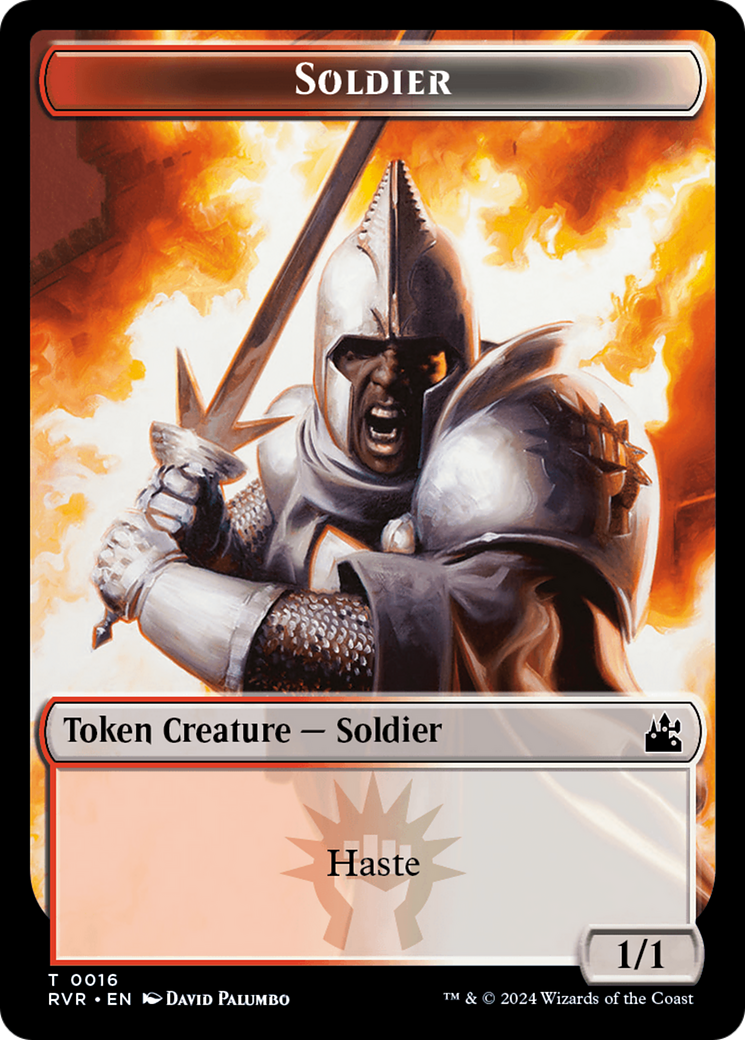 Elf Knight // Soldier Double-Sided Token [Ravnica Remastered Tokens] | Fandemonia Ltd