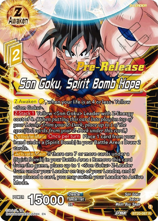 Son Goku, Spirit Bomb Hope (BT20-087) [Power Absorbed Prerelease Promos] | Fandemonia Ltd