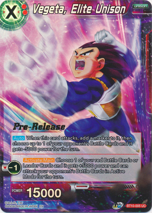 Vegeta, Elite Unison (BT10-005) [Rise of the Unison Warrior Prerelease Promos] | Fandemonia Ltd