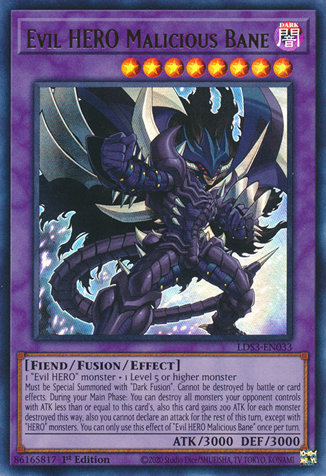 Evil HERO Malicious Bane [LDS3-EN033] Ultra Rare | Fandemonia Ltd