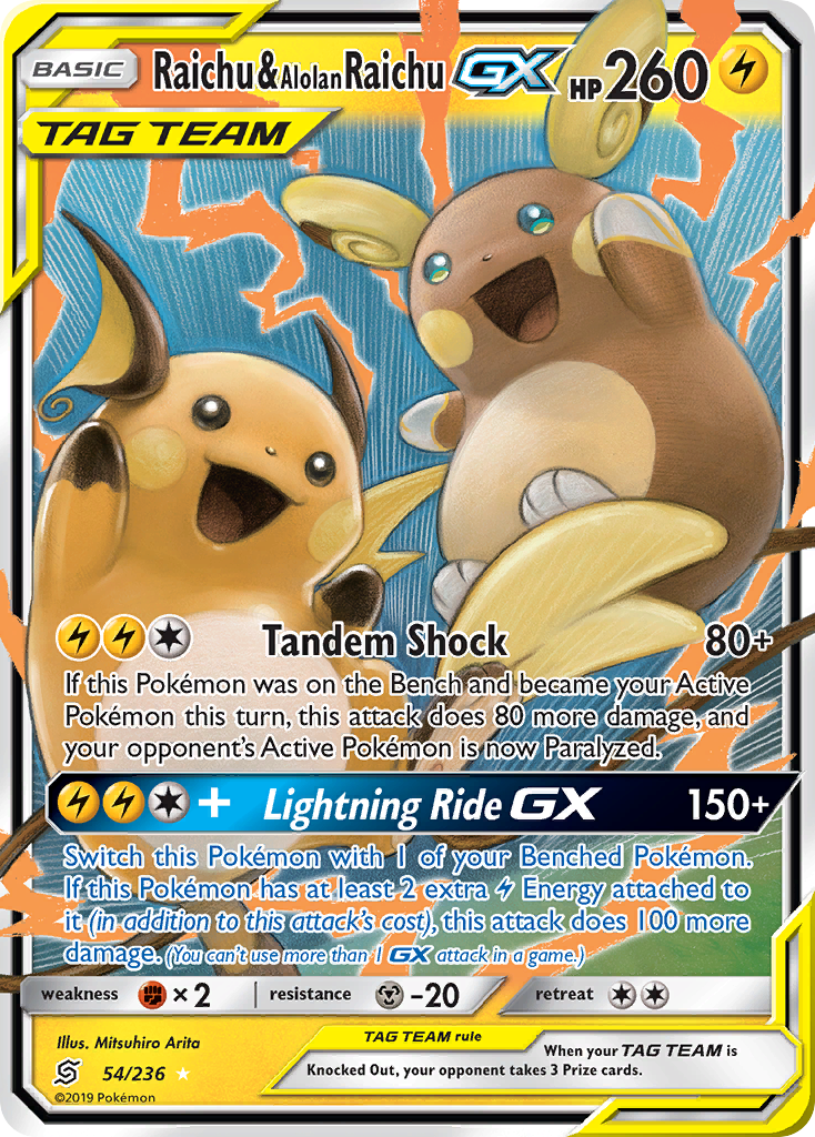 Raichu & Alolan Raichu GX (54/236) [Sun & Moon: Unified Minds] | Fandemonia Ltd