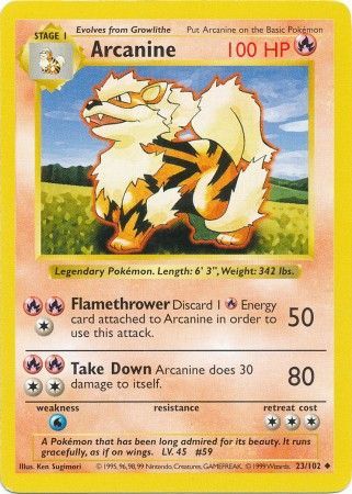 Arcanine (23/102) [Base Set Shadowless Unlimited] | Fandemonia Ltd