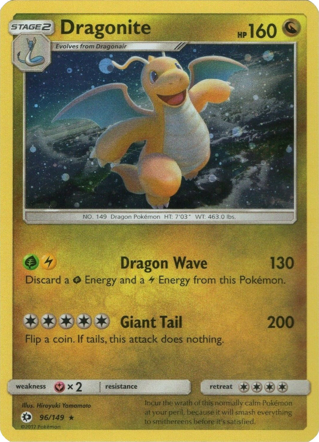 Dragonite (96/149) (Cosmos Holo) [Sun & Moon: Base Set] | Fandemonia Ltd