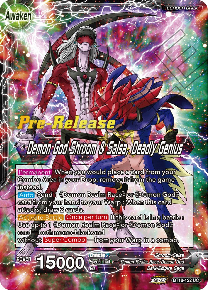 Shroom & Salsa // Demon God Shroom & Salsa, Deadly Genius (BT18-122) [Dawn of the Z-Legends Prerelease Promos] | Fandemonia Ltd