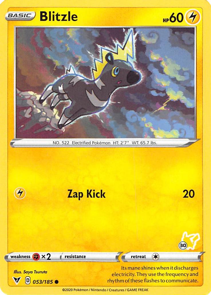 Blitzle (053/185) (Pikachu Stamp #30) [Battle Academy 2022] | Fandemonia Ltd