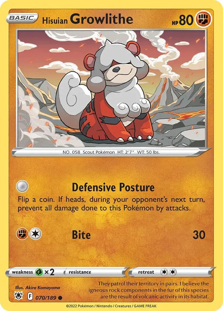 Hisuian Growlithe (070/189) (Theme Deck Exclusive) [Sword & Shield: Astral Radiance] | Fandemonia Ltd