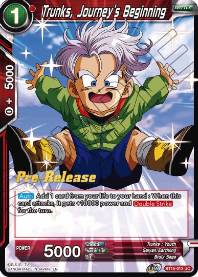 Trunks, Journey's Beginning (BT15-013) [Saiyan Showdown Prerelease Promos] | Fandemonia Ltd