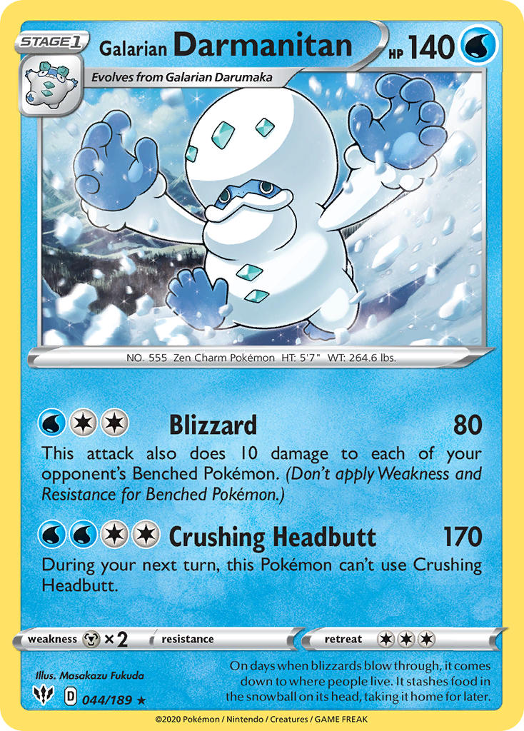 Galarian Darmanitan (044/189) (Cracked Ice Holo) (Theme Deck Exclusive) [Sword & Shield: Darkness Ablaze] | Fandemonia Ltd