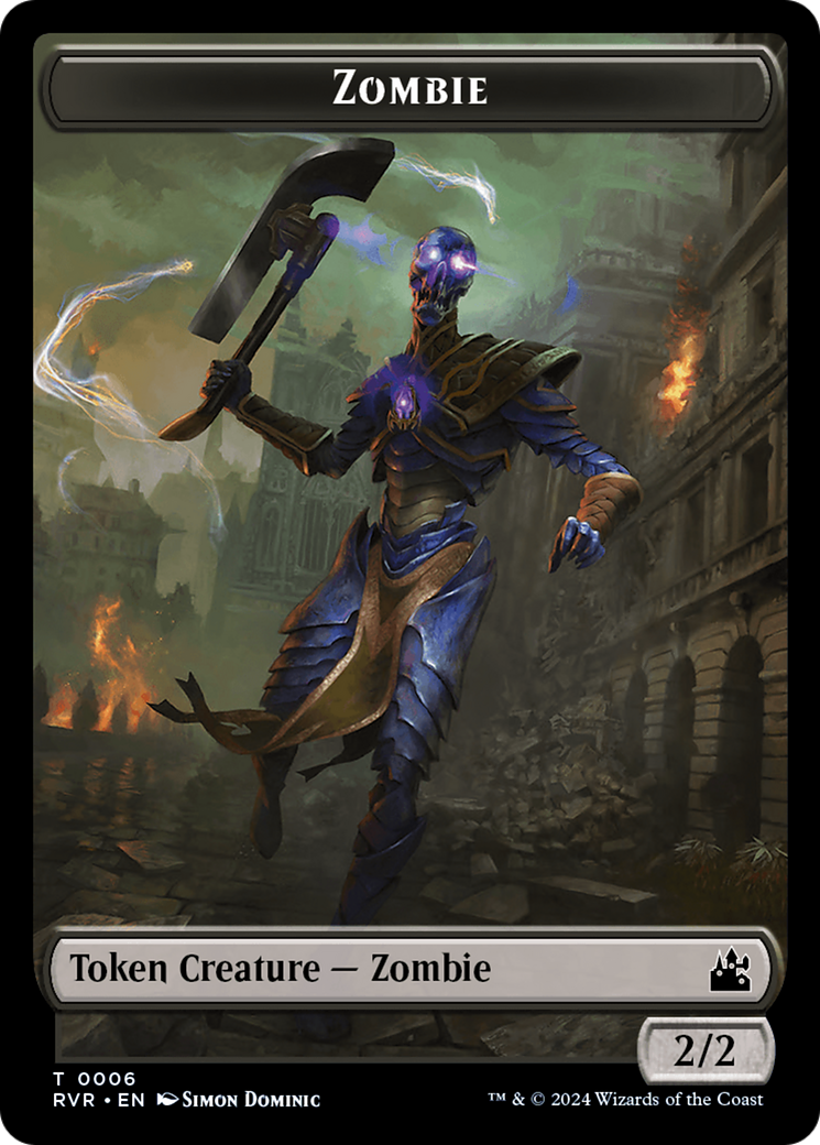 Elf Knight // Zombie Double-Sided Token [Ravnica Remastered Tokens] | Fandemonia Ltd