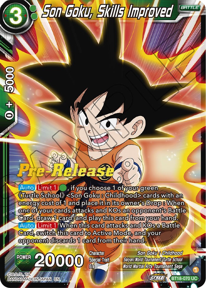 Son Goku, Skills Improved (BT18-070) [Dawn of the Z-Legends Prerelease Promos] | Fandemonia Ltd