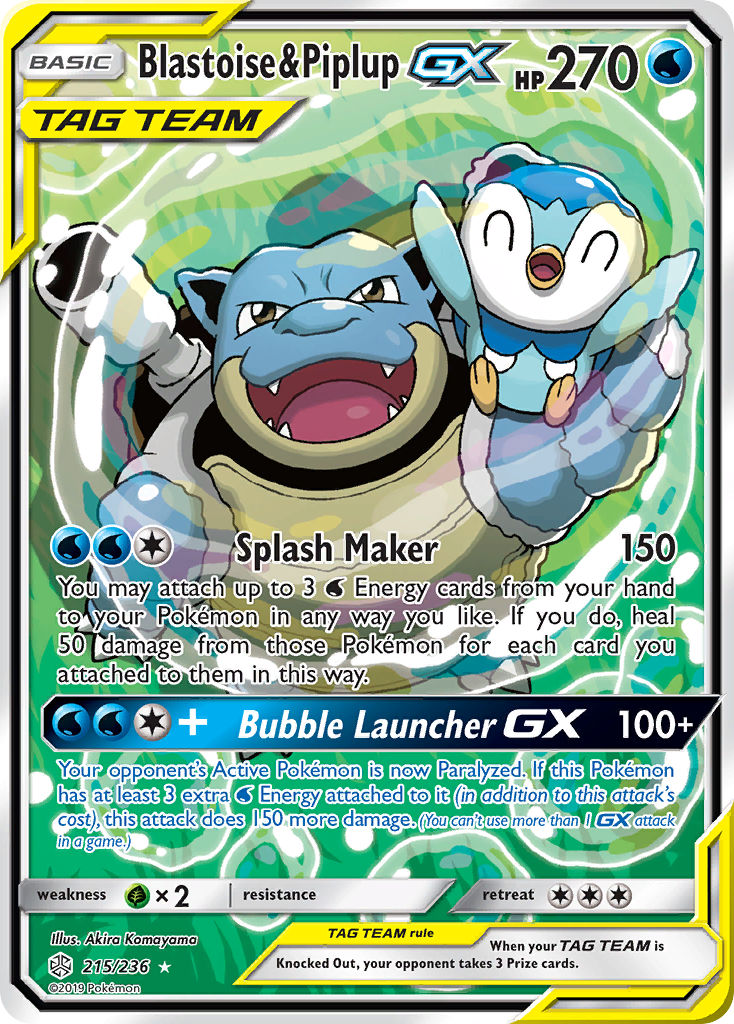 Blastoise & Piplup GX (215/236) [Sun & Moon: Cosmic Eclipse] | Fandemonia Ltd