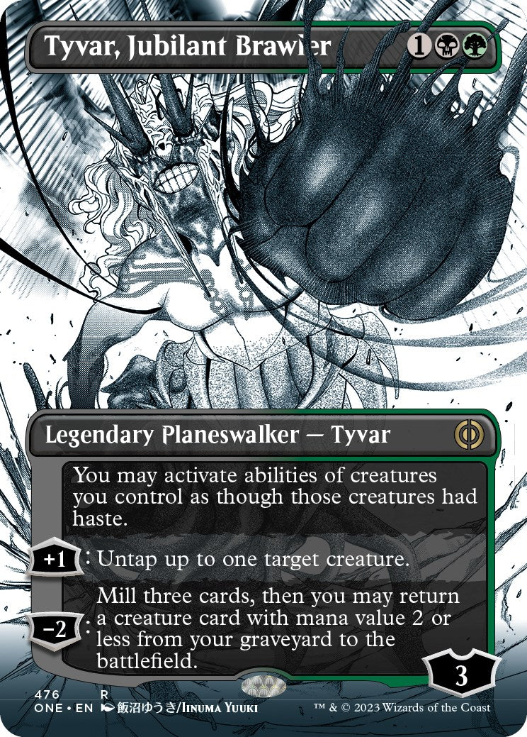 Tyvar, Jubilant Brawler (Borderless Manga Step-and-Compleat Foil) [Phyrexia: All Will Be One] | Fandemonia Ltd
