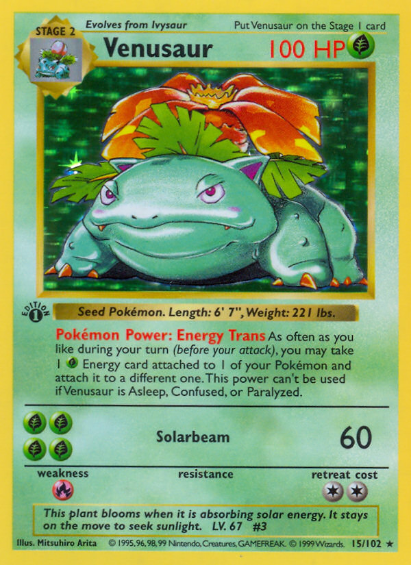 Venusaur (15/102) (Shadowless) [Base Set 1st Edition] | Fandemonia Ltd