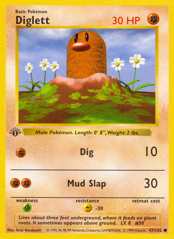 Diglett (47/102) (Shadowless) [Base Set 1st Edition] | Fandemonia Ltd