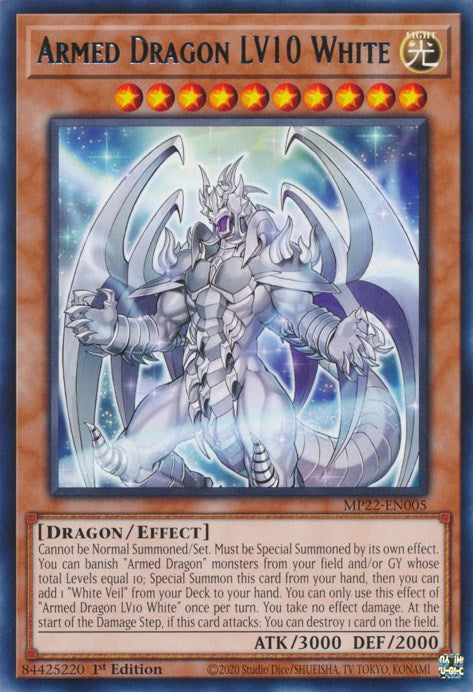 Armed Dragon LV10 White [MP22-EN005] Rare | Fandemonia Ltd