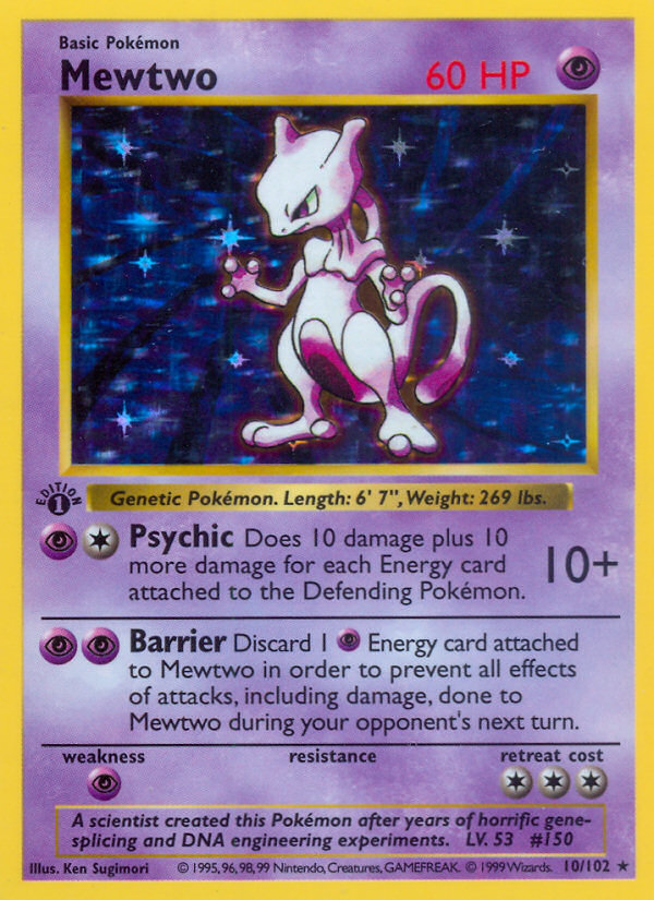 Mewtwo (10/102) (Shadowless) [Base Set 1st Edition] | Fandemonia Ltd