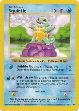 Squirtle (63/102) [Base Set Shadowless Unlimited] | Fandemonia Ltd