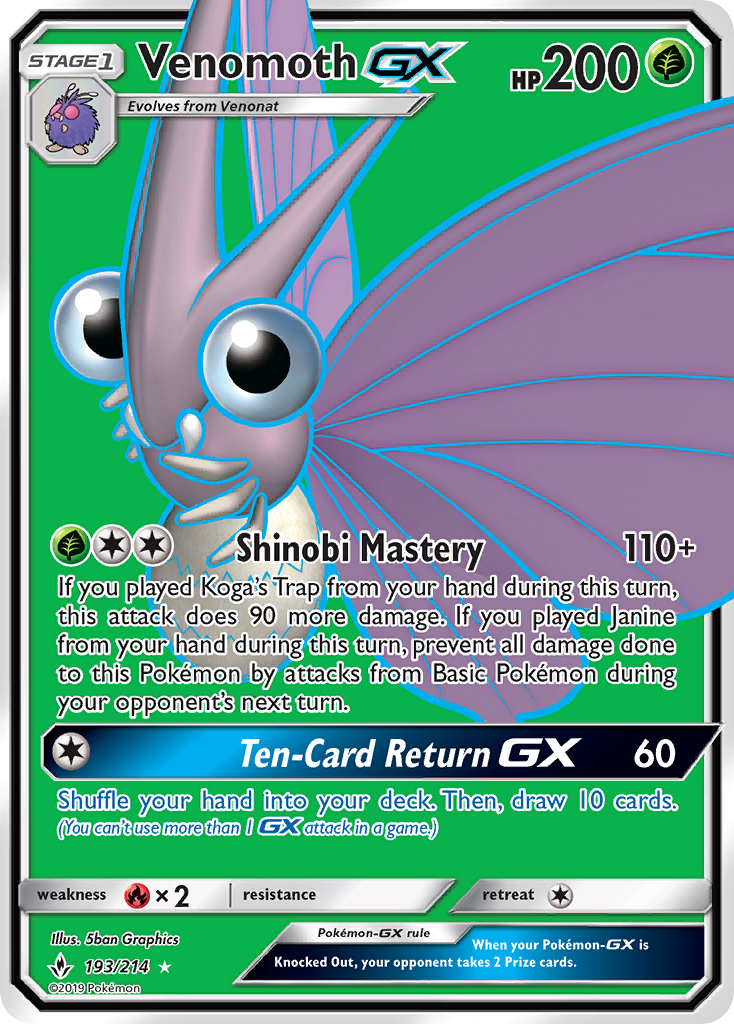 Venomoth GX (193/214) [Sun & Moon: Unbroken Bonds] | Fandemonia Ltd