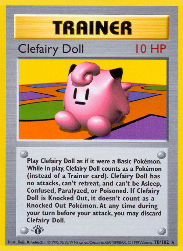 Clefairy Doll (70/102) (Shadowless) [Base Set 1st Edition] | Fandemonia Ltd