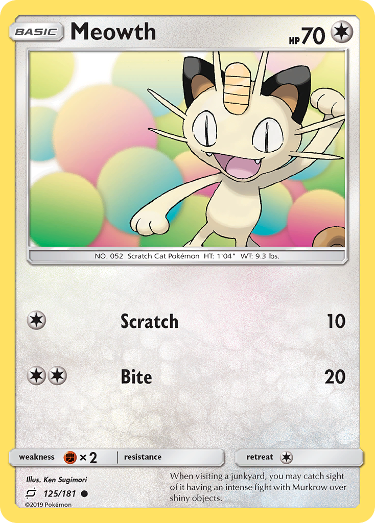 Meowth (125/181) [Sun & Moon: Team Up] | Fandemonia Ltd