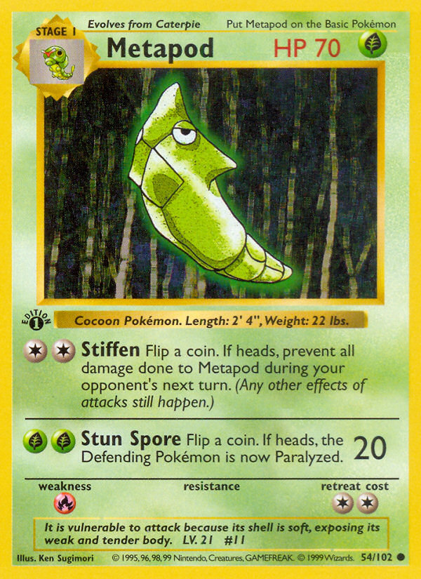 Metapod (54/102) (Shadowless) [Base Set 1st Edition] | Fandemonia Ltd