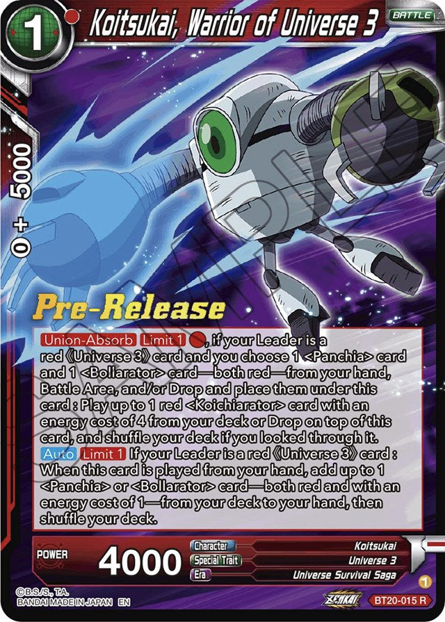 Koitsukai, Warrior of Universe 3 (BT20-015) [Power Absorbed Prerelease Promos] | Fandemonia Ltd