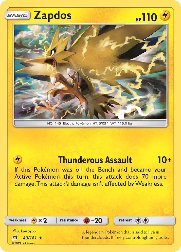 Zapdos (40/181) (Theme Deck Exclusive) [Sun & Moon: Team Up] | Fandemonia Ltd