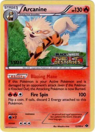 Arcanine (12/99) (Staff Prerelease Promo) [Black & White: Black Star Promos] | Fandemonia Ltd