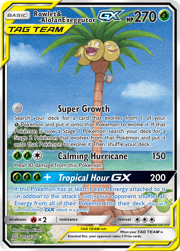 Rowlet & Alolan Exeggutor GX (215/236) [Sun & Moon: Unified Minds] | Fandemonia Ltd