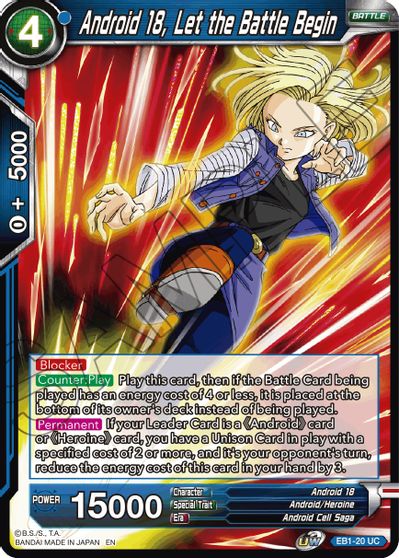 Android 18, Let the Battle Begin (EB1-20) [Battle Evolution Booster] | Fandemonia Ltd