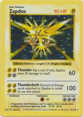 Zapdos (16/102) [Base Set Shadowless Unlimited] | Fandemonia Ltd