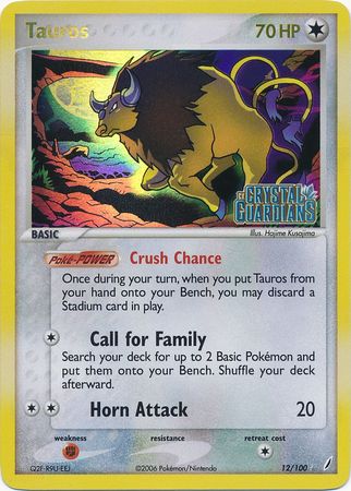 Tauros (12/100) (Stamped) [EX: Crystal Guardians] | Fandemonia Ltd