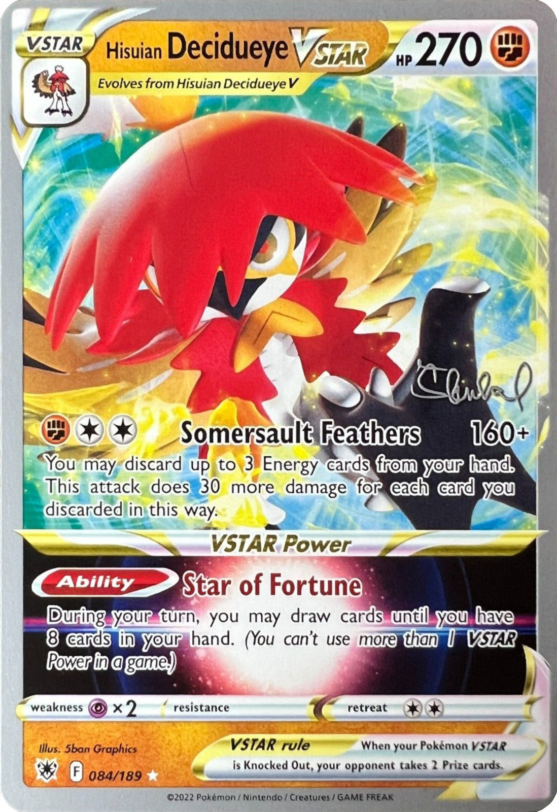 Hisuian Decidueye VSTAR (084/189) (ADP - Ondrej Skubal) [World Championships 2022] | Fandemonia Ltd