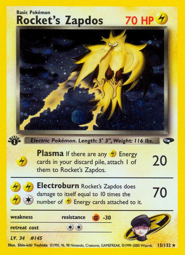 Rocket's Zapdos (15/132) [Gym Challenge 1st Edition] | Fandemonia Ltd