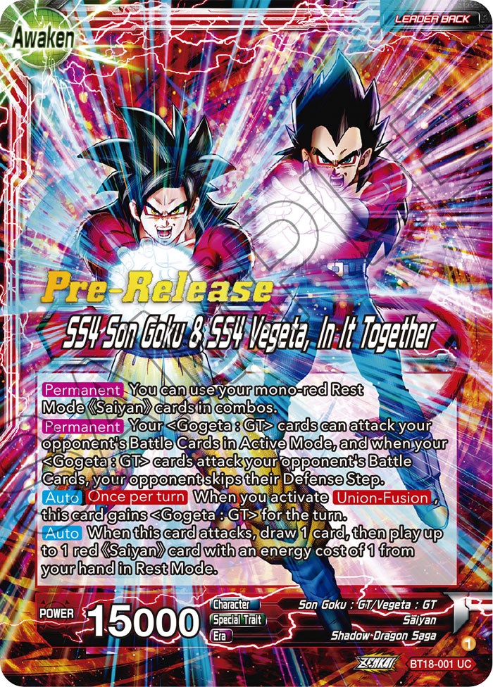 Son Goku & Vegeta // SS4 Son Goku & SS4 Vegeta, In It Together (BT18-001) [Dawn of the Z-Legends Prerelease Promos] | Fandemonia Ltd