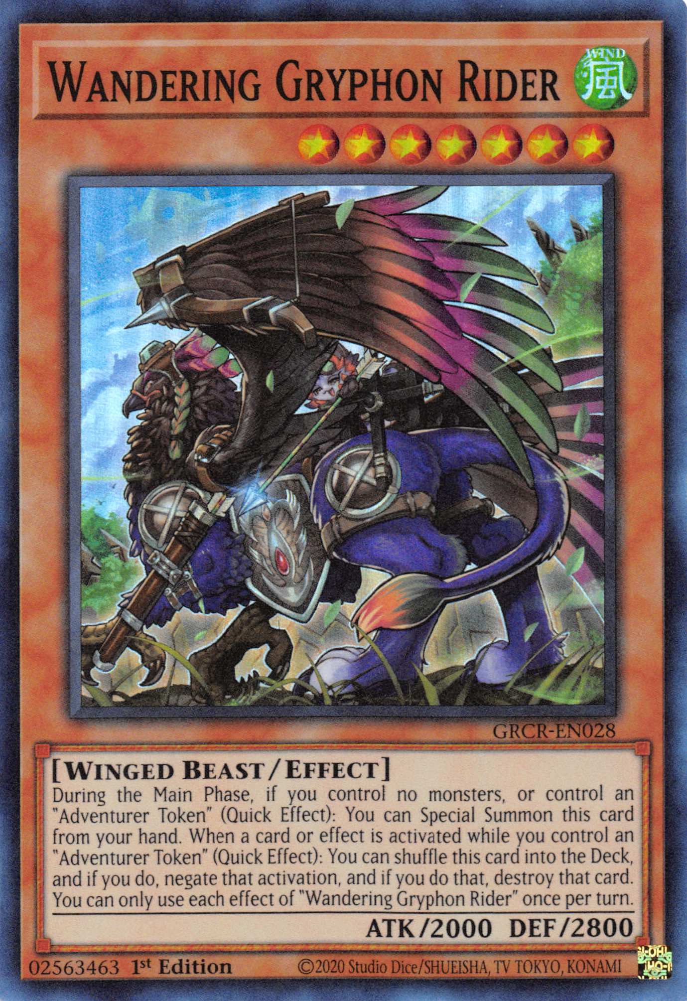 Wandering Gryphon Rider [GRCR-EN028] Super Rare | Fandemonia Ltd