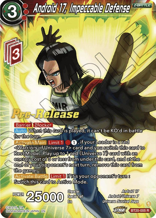 Android 17, Impeccable Defense (BT20-005) [Power Absorbed Prerelease Promos] | Fandemonia Ltd