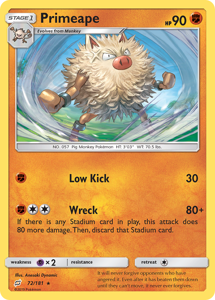 Primeape (72/181) [Sun & Moon: Team Up] | Fandemonia Ltd