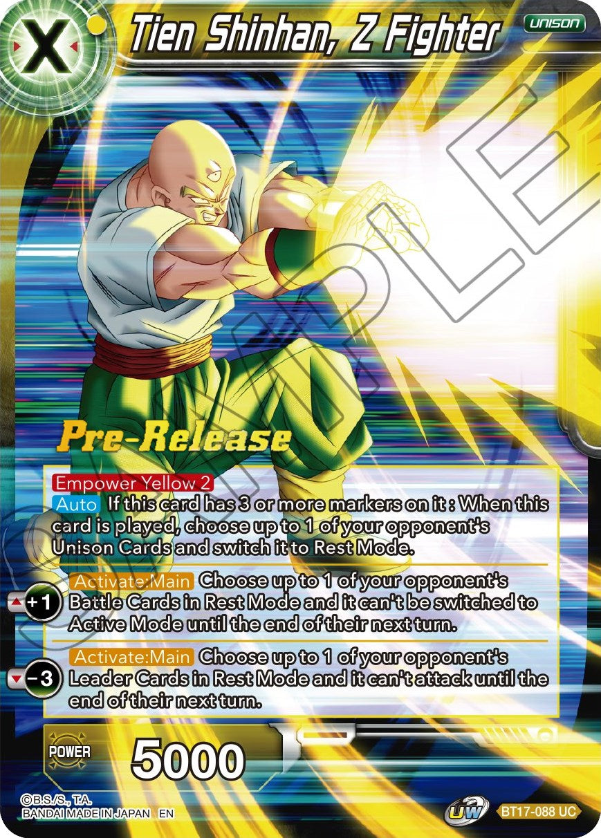 Tien Shinhan, Z Fighter (BT17-088) [Ultimate Squad Prerelease Promos] | Fandemonia Ltd