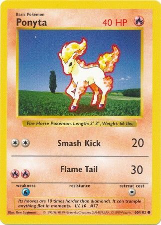 Ponyta (60/102) [Base Set Shadowless Unlimited] | Fandemonia Ltd