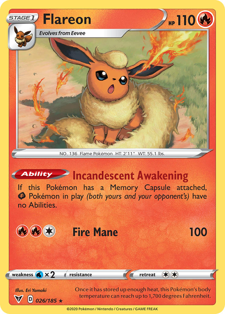 Flareon (026/185) [Sword & Shield: Vivid Voltage] | Fandemonia Ltd