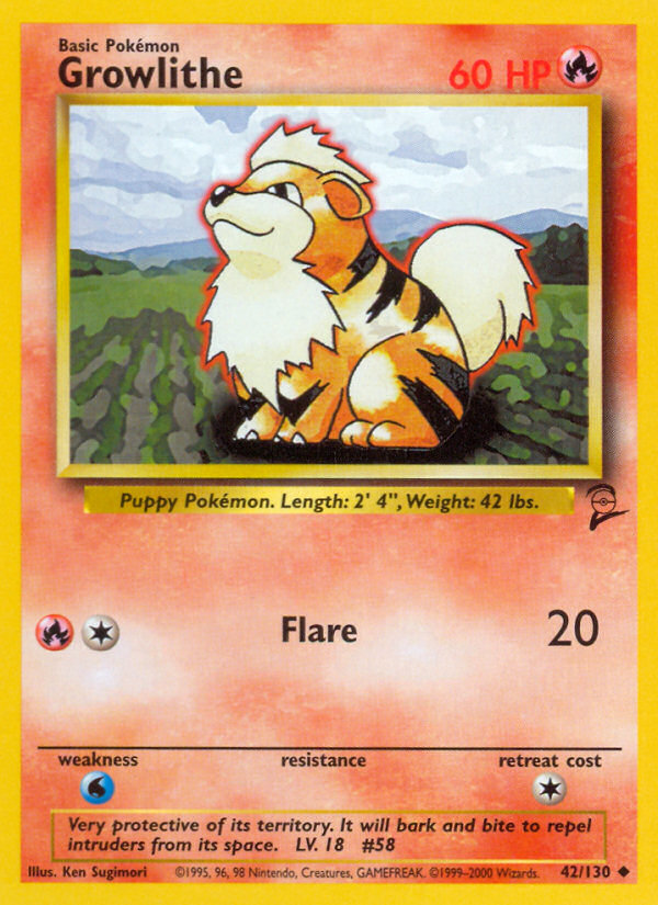 Growlithe (42/130) [Base Set 2] | Fandemonia Ltd