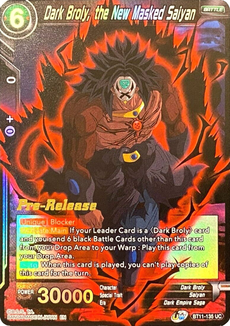 Dark Broly, the New Masked Saiyan (BT11-135) [Vermilion Bloodline Prerelease Promos] | Fandemonia Ltd