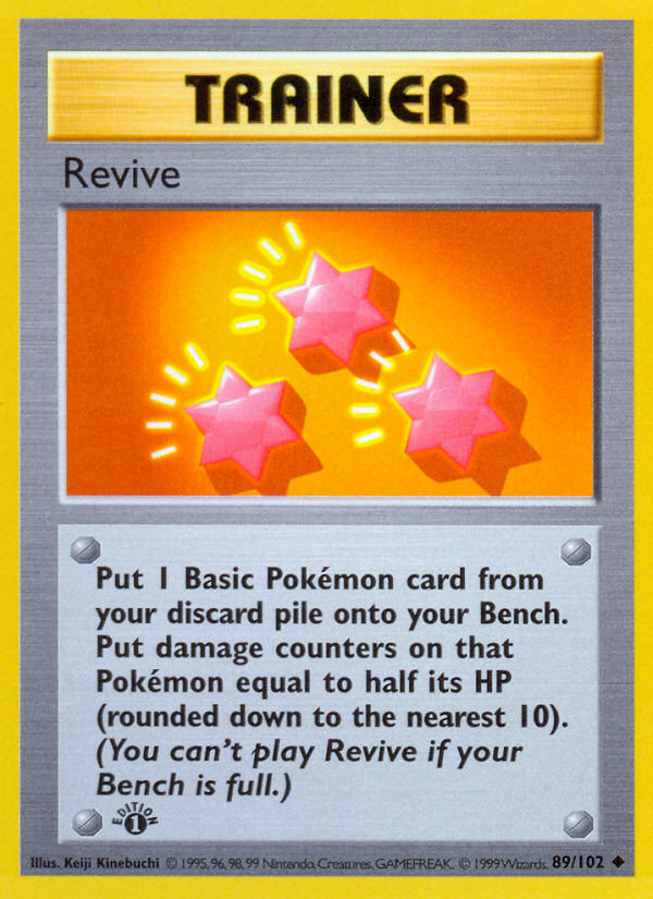 Revive (89/102) (Shadowless) [Base Set 1st Edition] | Fandemonia Ltd