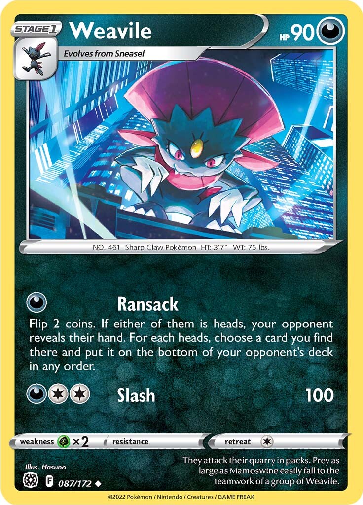 Weavile (087/172) [Sword & Shield: Brilliant Stars] | Fandemonia Ltd