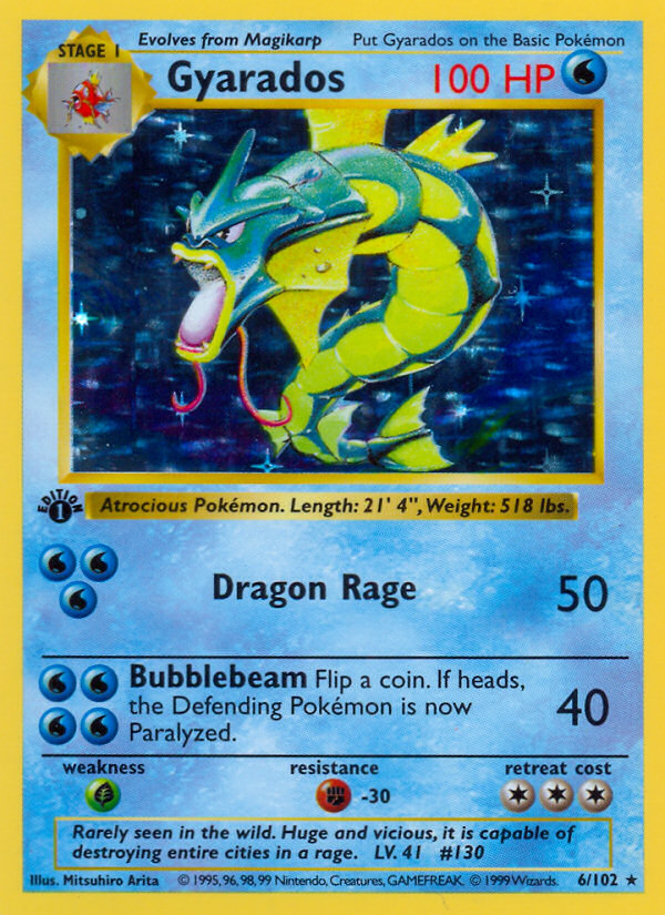 Gyarados (6/102) (Shadowless) [Base Set 1st Edition] | Fandemonia Ltd